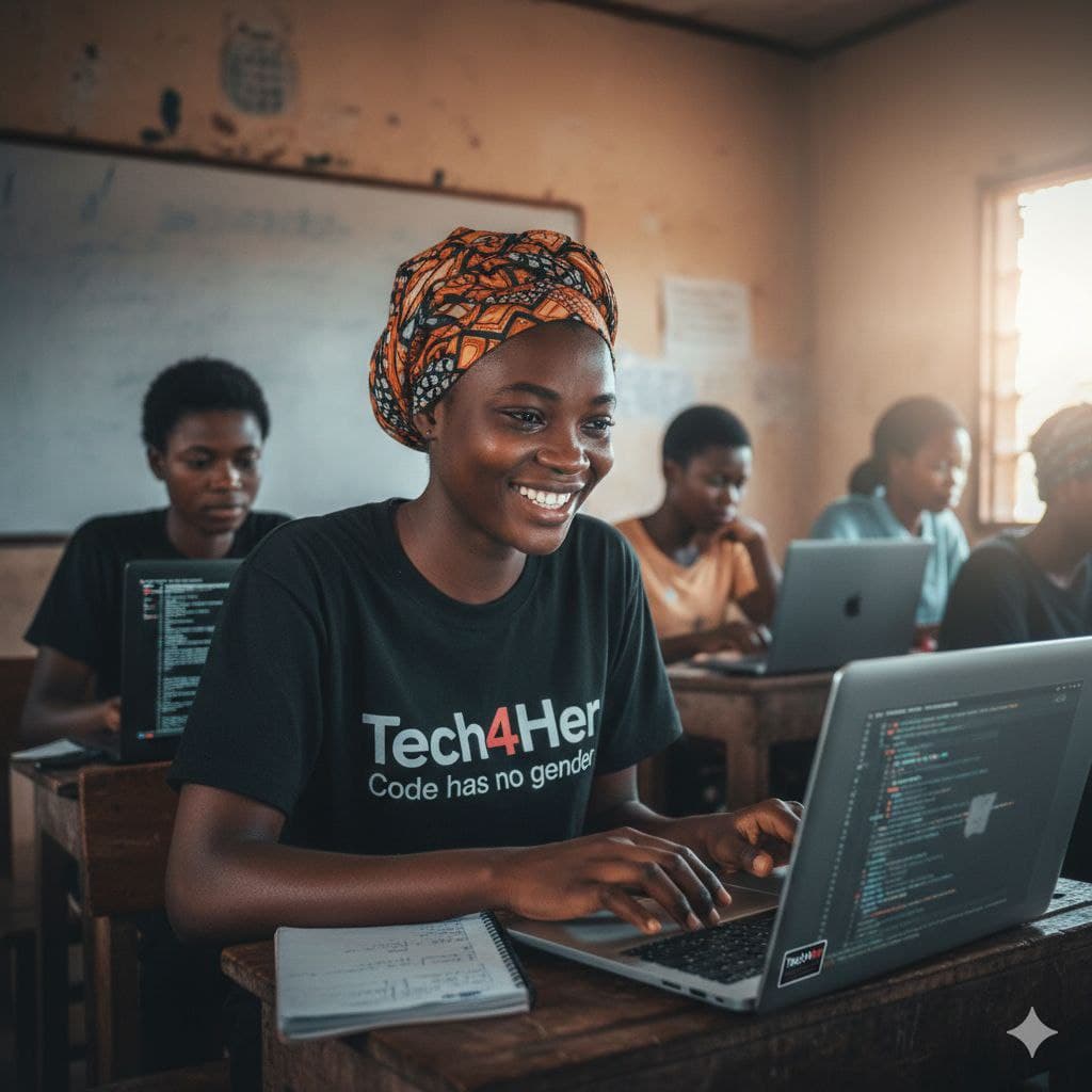 Tech4Her woman coding confidently